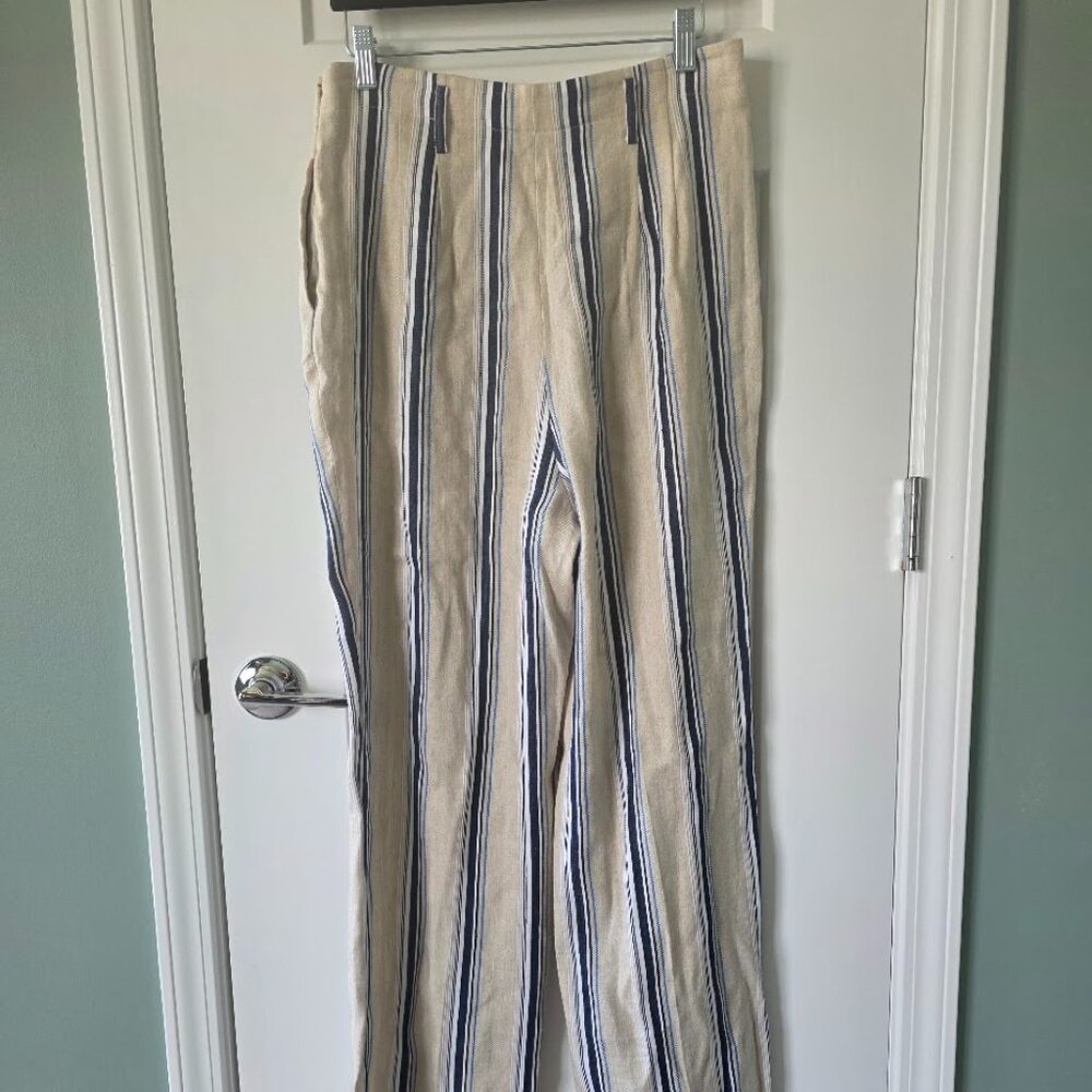Worth Womens Fiona Wide Stripe Linen Blend Pant Trousers Size 10